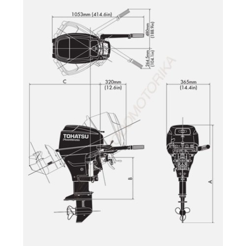 Лодочный мотор Tohatsu MFS20C S 20 л.с. четырехтактный