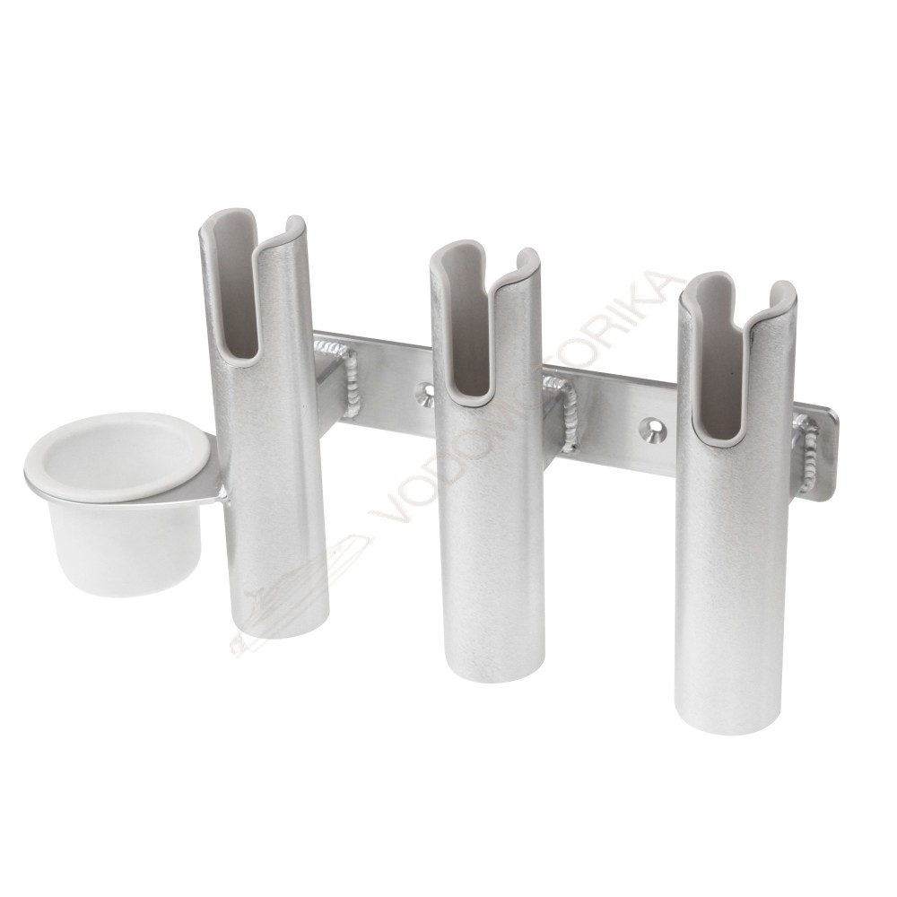 Подставка под удочку 3 стакана, алюминиевая с подстаканником CFCK612P3