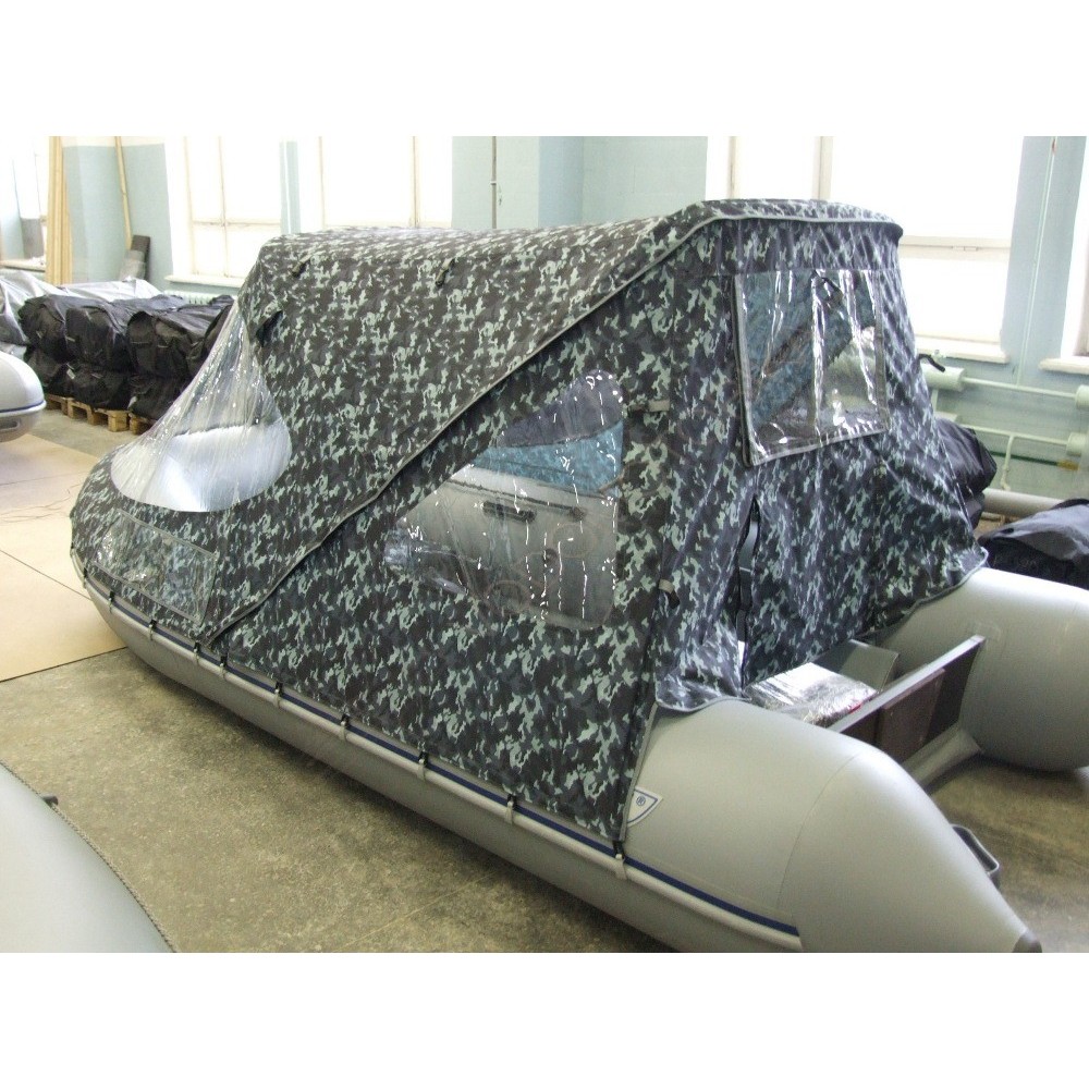 Тент ходовой на лодки Ротан 420, 420М сине-серый камуфляж