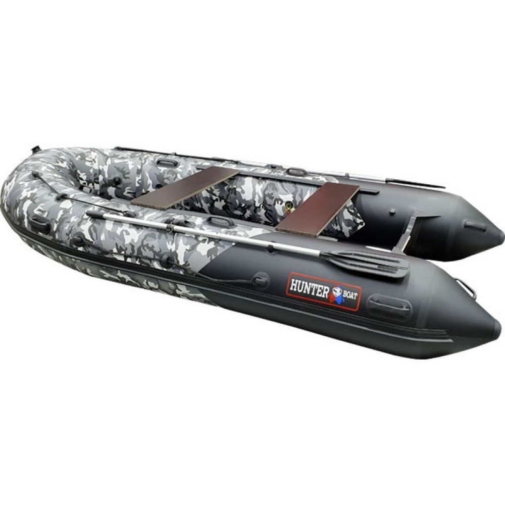 Надувная лодка Хантер 350 ПРО Камуфляж надувное дно