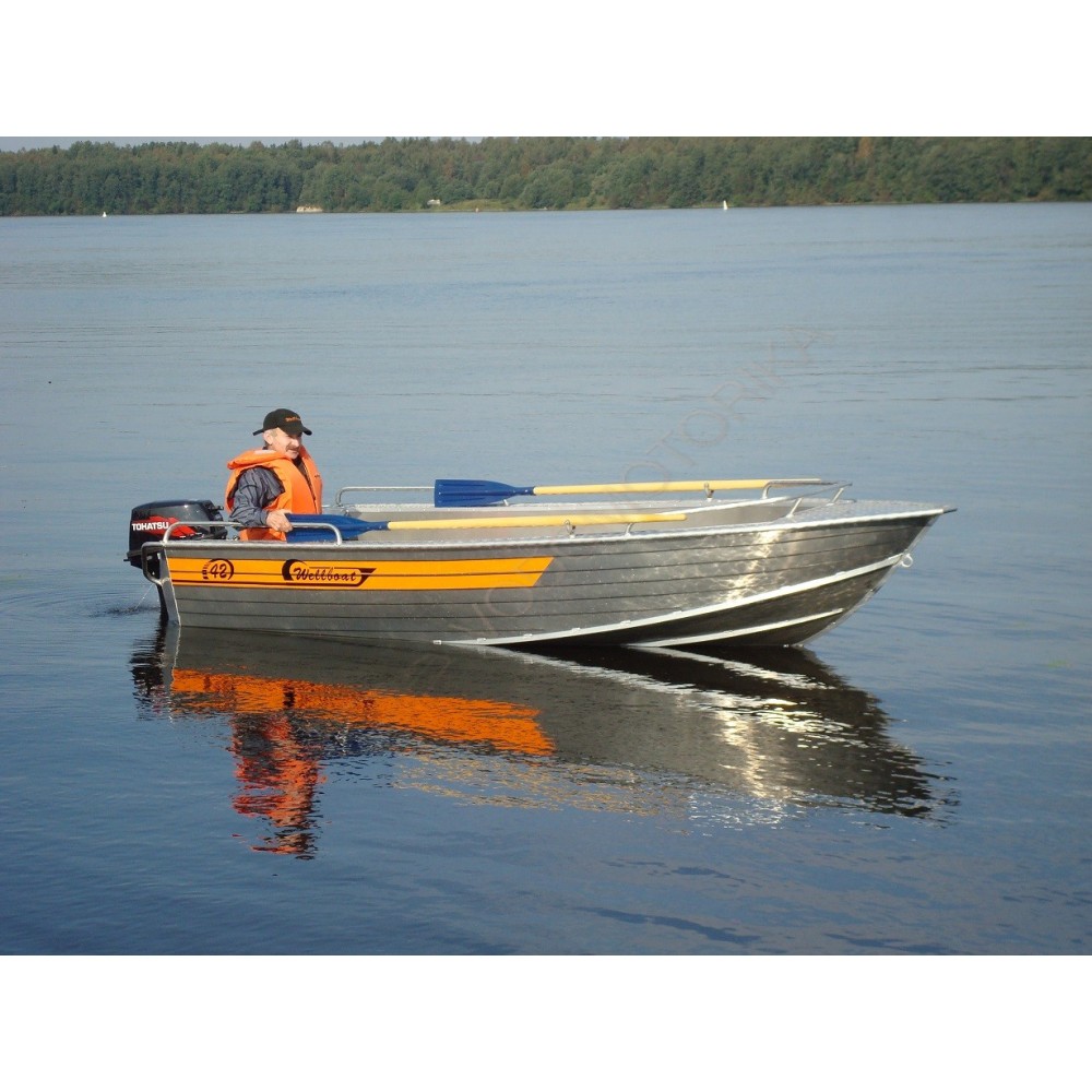 Алюминиевая лодка Wellboat-42 NexT румпельное управление