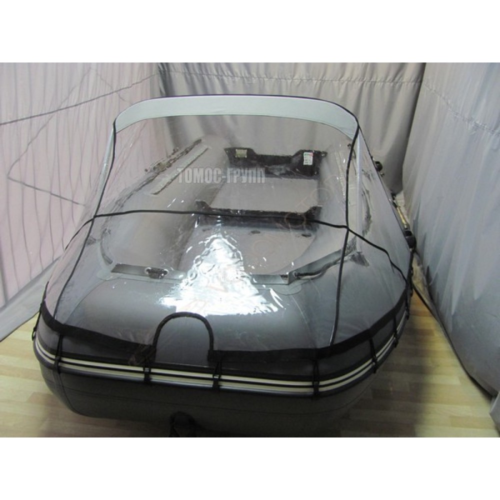 Носовой тент прозрачный для лодки ПВХ 410-440