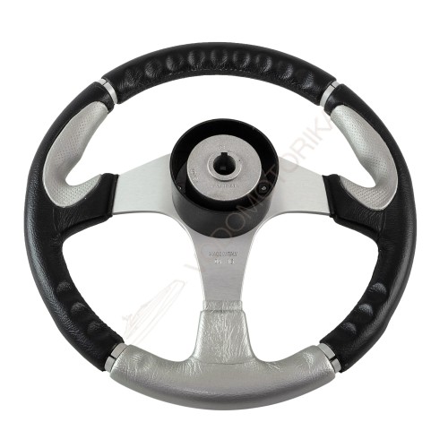 Рулевое колесо ORION обод черно-серебристый, спицы серебряные д. 355 мм Volanti Luisi