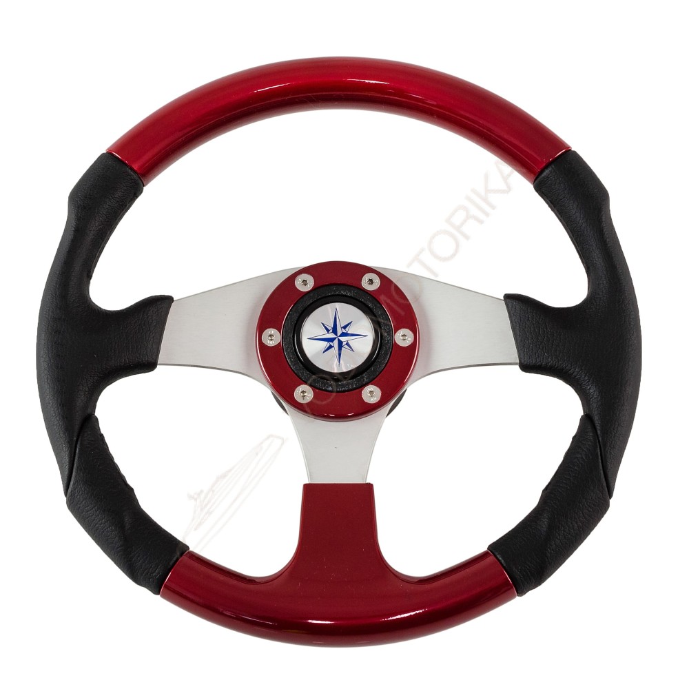 Рулевое колесо EVO MARINE 2 обод черно-красный, спицы серебряные д. 330 мм Volanti Luisi