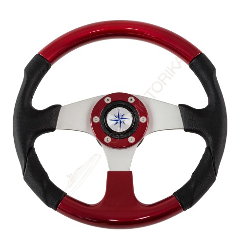 Рулевое колесо EVO MARINE 2 обод черно-красный, спицы серебряные д. 330 мм Volanti Luisi