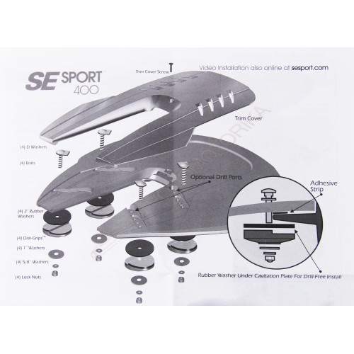 Гидрокрыло для подвесного лодочного мотора до 300 л.с. серое, установка без сверления антикавитационной плиты