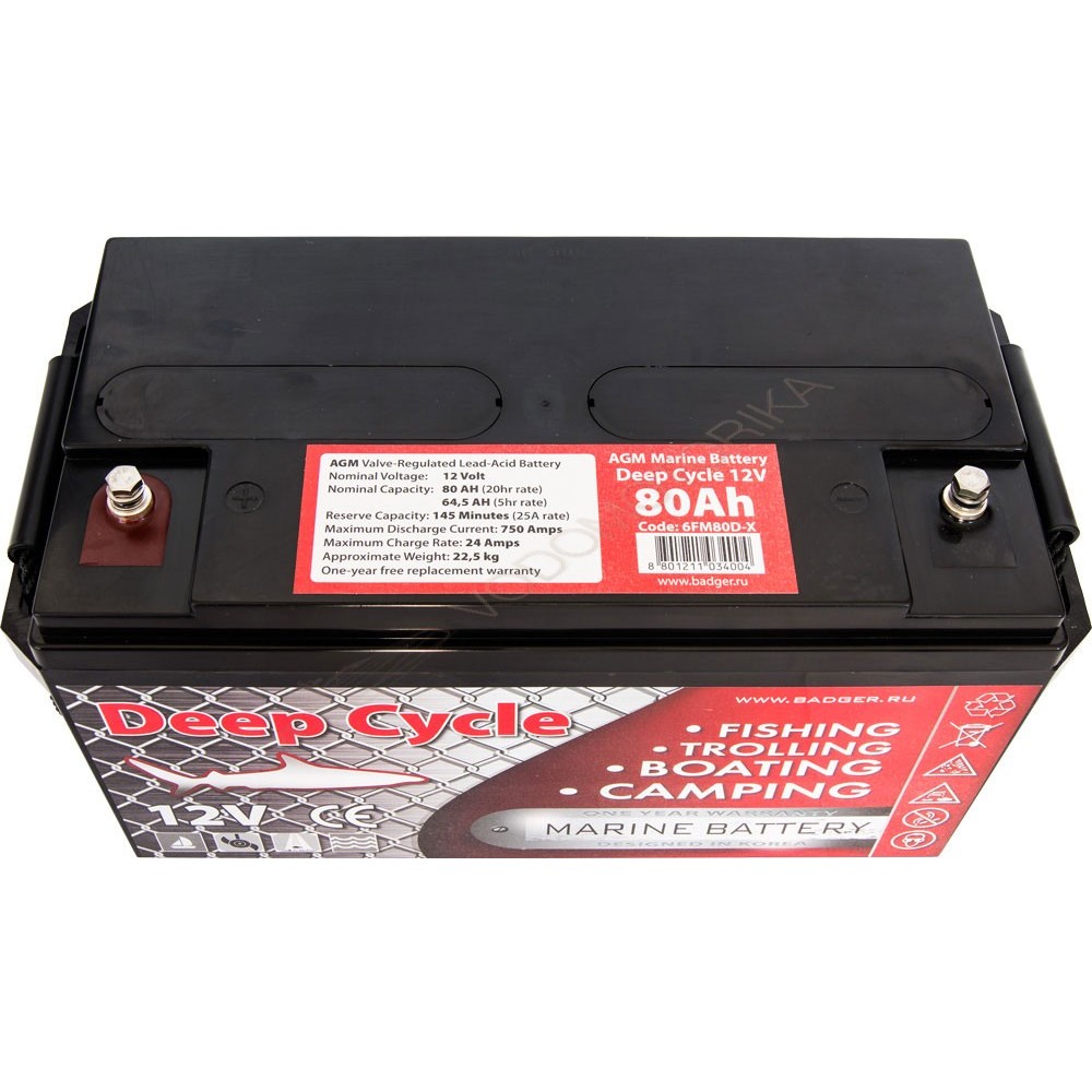 Аккумулятор глубокого разряда Marine Deep Cycle AGM 6FM80D-X