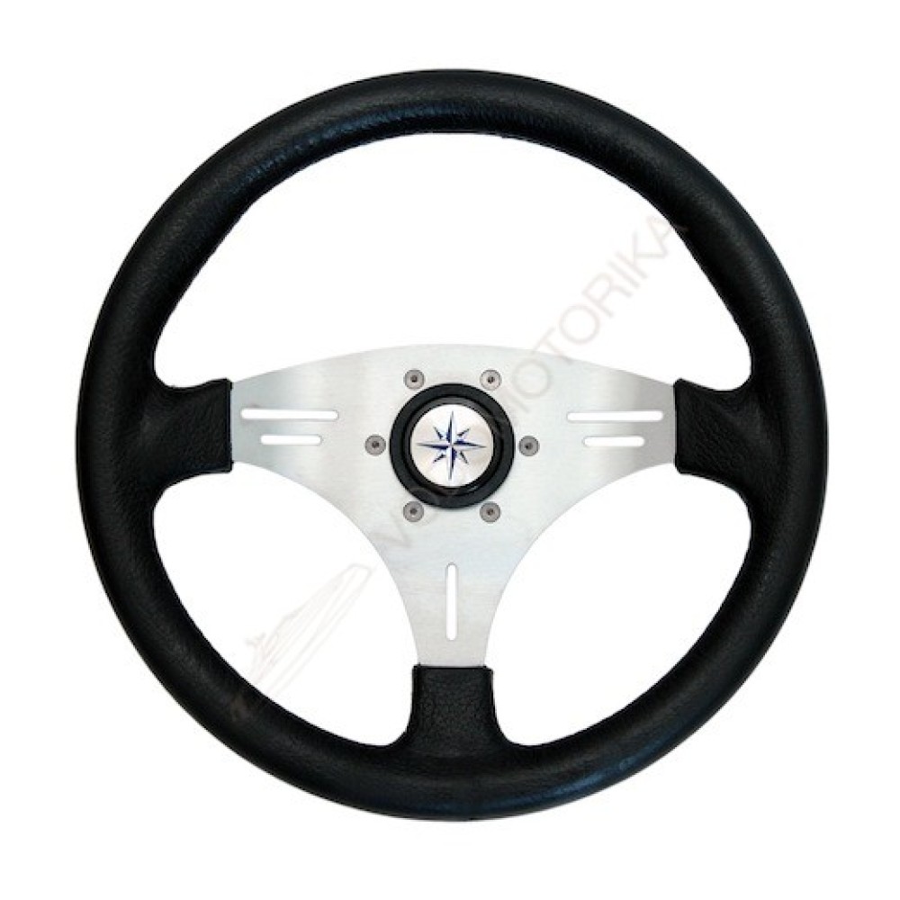 Рулевое колесо MANTA обод черный, спицы серебряные д. 355 мм Volanti Luisi