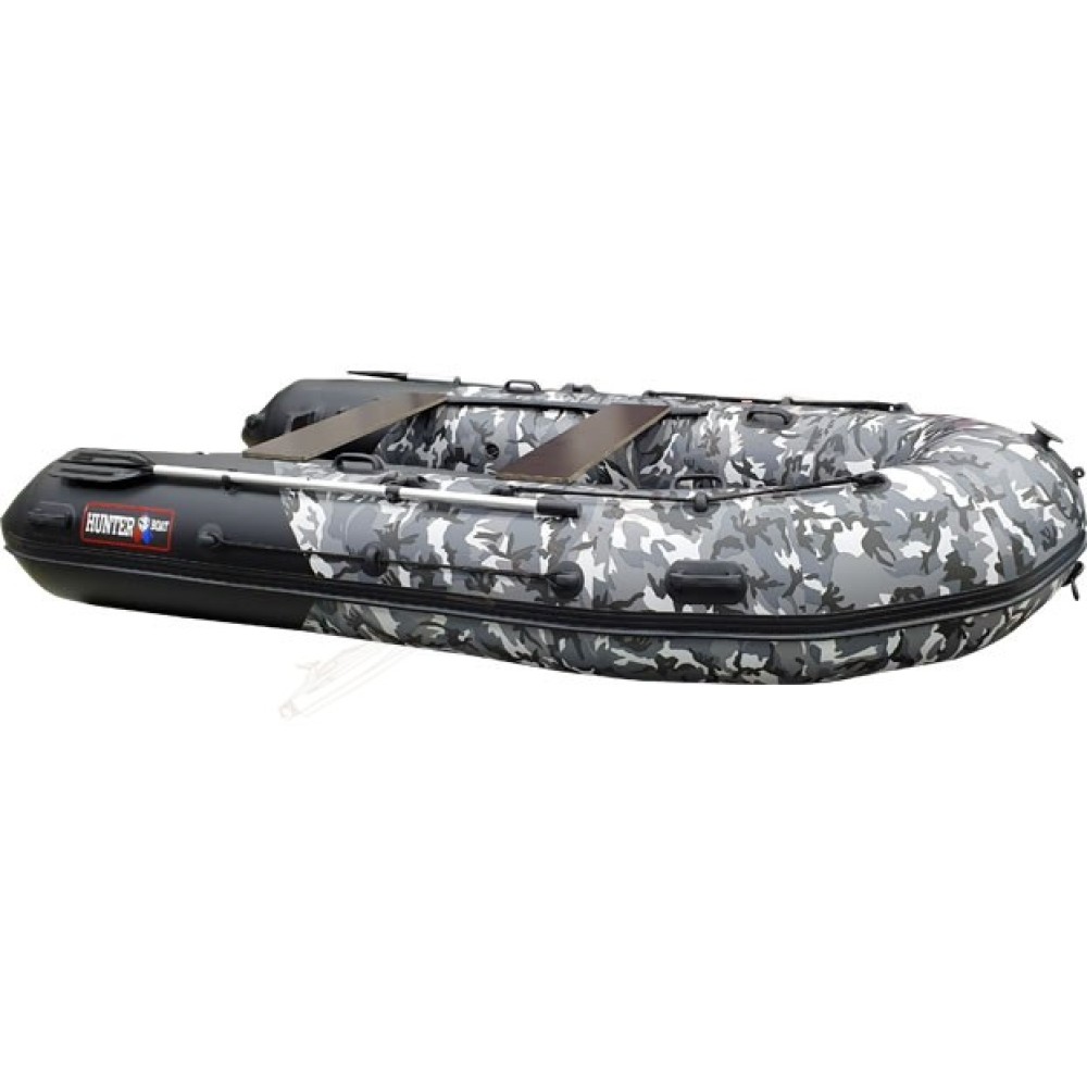 Надувная лодка Хантер 350 ПРО Камуфляж надувное дно