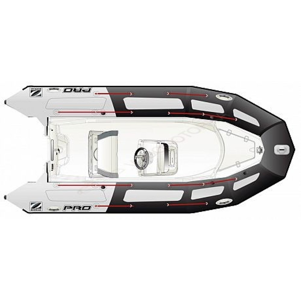 Лодка надувная ZODIAC PRO 500 TOURING ПВХ ( черно-серые баллоны, белый корпус )