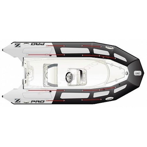 Лодка надувная ZODIAC PRO 500 TOURING ПВХ ( черно-серые баллоны, белый корпус )