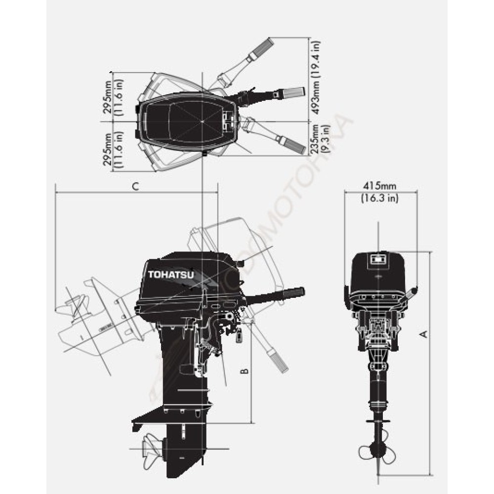 Лодочный мотор Tohatsu M40C EPL 40 л.с. двухтактный