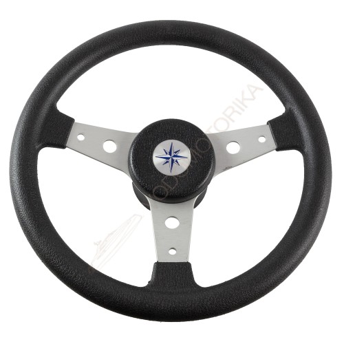 Рулевое колесо DELFINO обод черный, спицы серебряные д. 340 мм Volanti Luisi