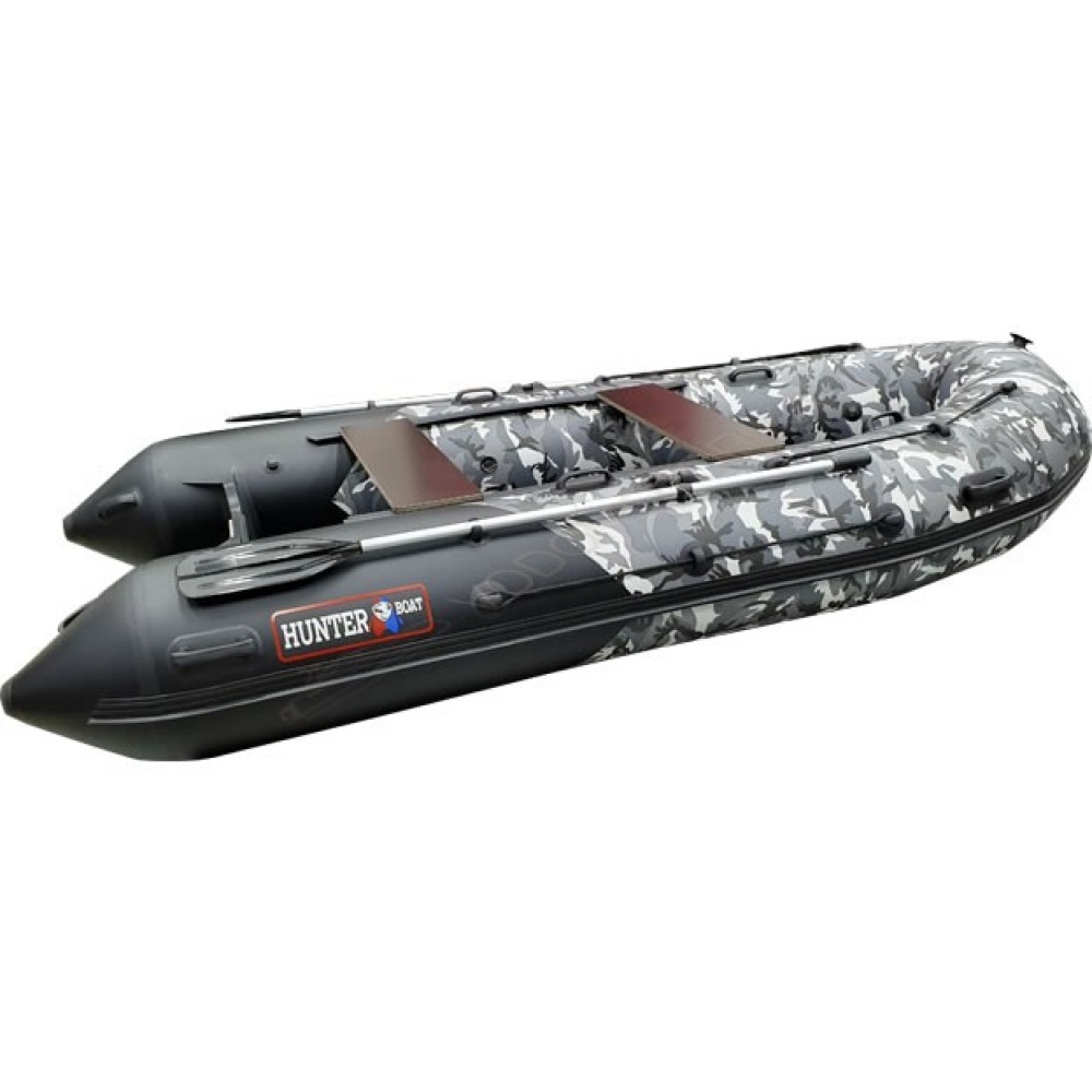 Надувная лодка Хантер 350 ПРО Камуфляж надувное дно