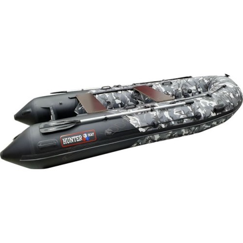 Надувная лодка Хантер 350 ПРО Камуфляж надувное дно