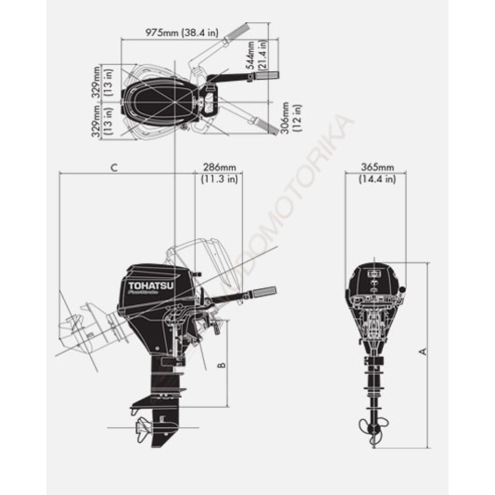 Лодочный мотор Tohatsu MFS9.8A3 L 9.8 л.с. четырехтактный