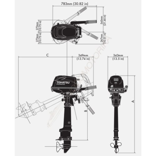Лодочный мотор Tohatsu MFS6C Sail Pro 6 л.с. четырехтактный
