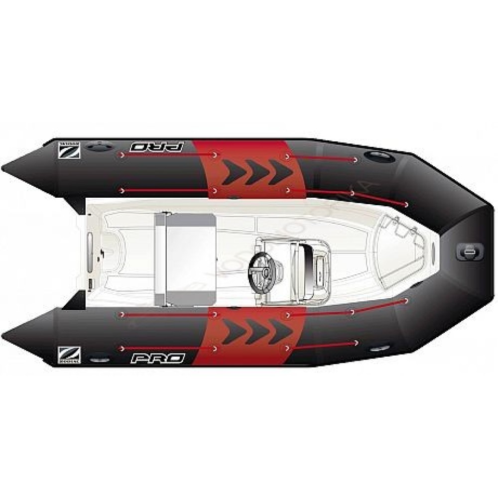 Лодка надувная ZODIAC PRO 550 ПВХ ( черно-белая )
