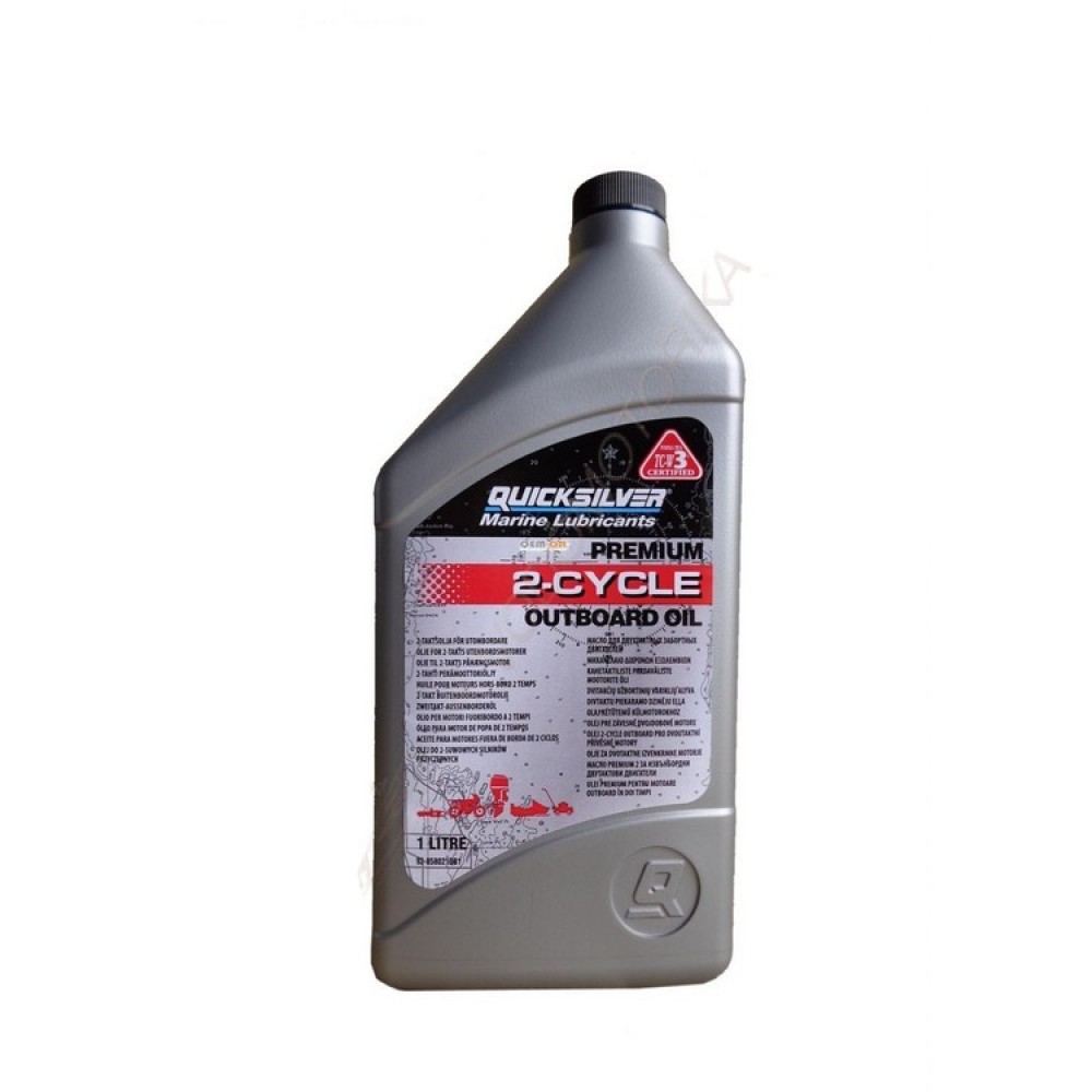 Минеральное моторное масло для 2-тактных двигателей Quicksilver 2-cycle TC-W3 Premium outboard oil, 1л