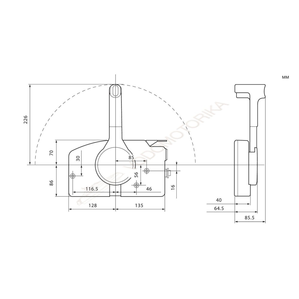 Дистанционное управление без гидроподъема, тянет газ, 7P, 5м (аналог Y-703)