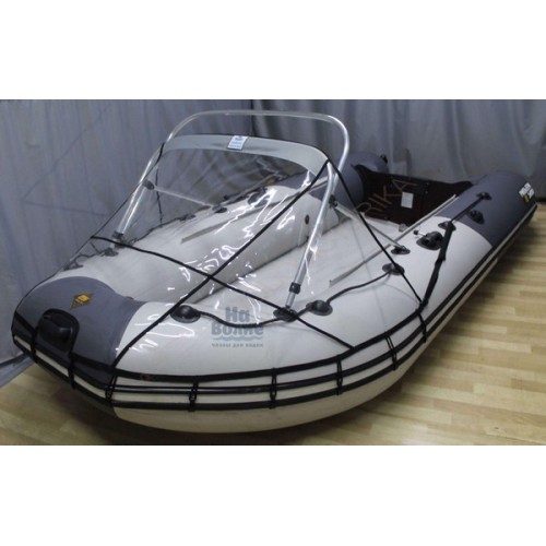 Носовой тент прозрачный для лодки ПВХ 410-440 + дуга для троллинга