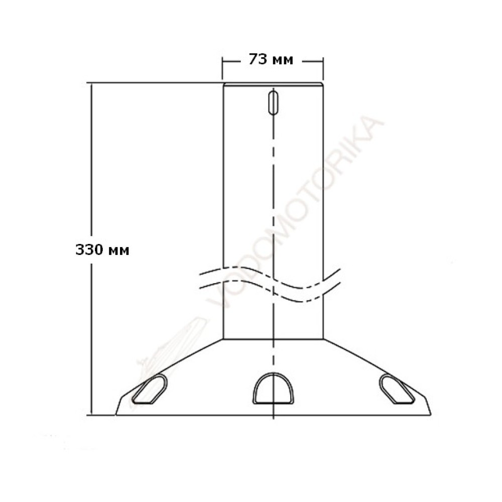 Стойка под сиденье COLUMBIA 325 мм, диаметр 73 мм, основание 230 мм