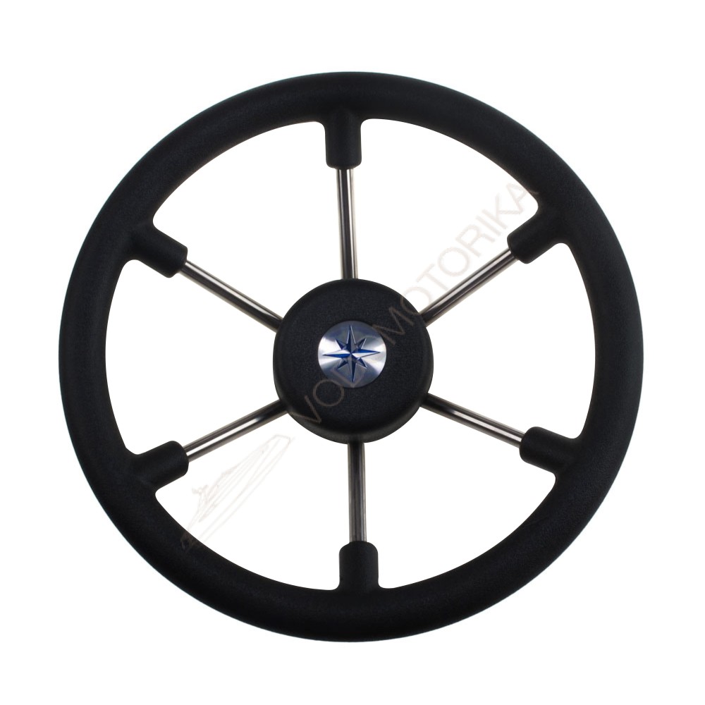 Рулевое колесо LEADER TANEGUM черный обод серебряные спицы д. 330 мм Volanti Luisi