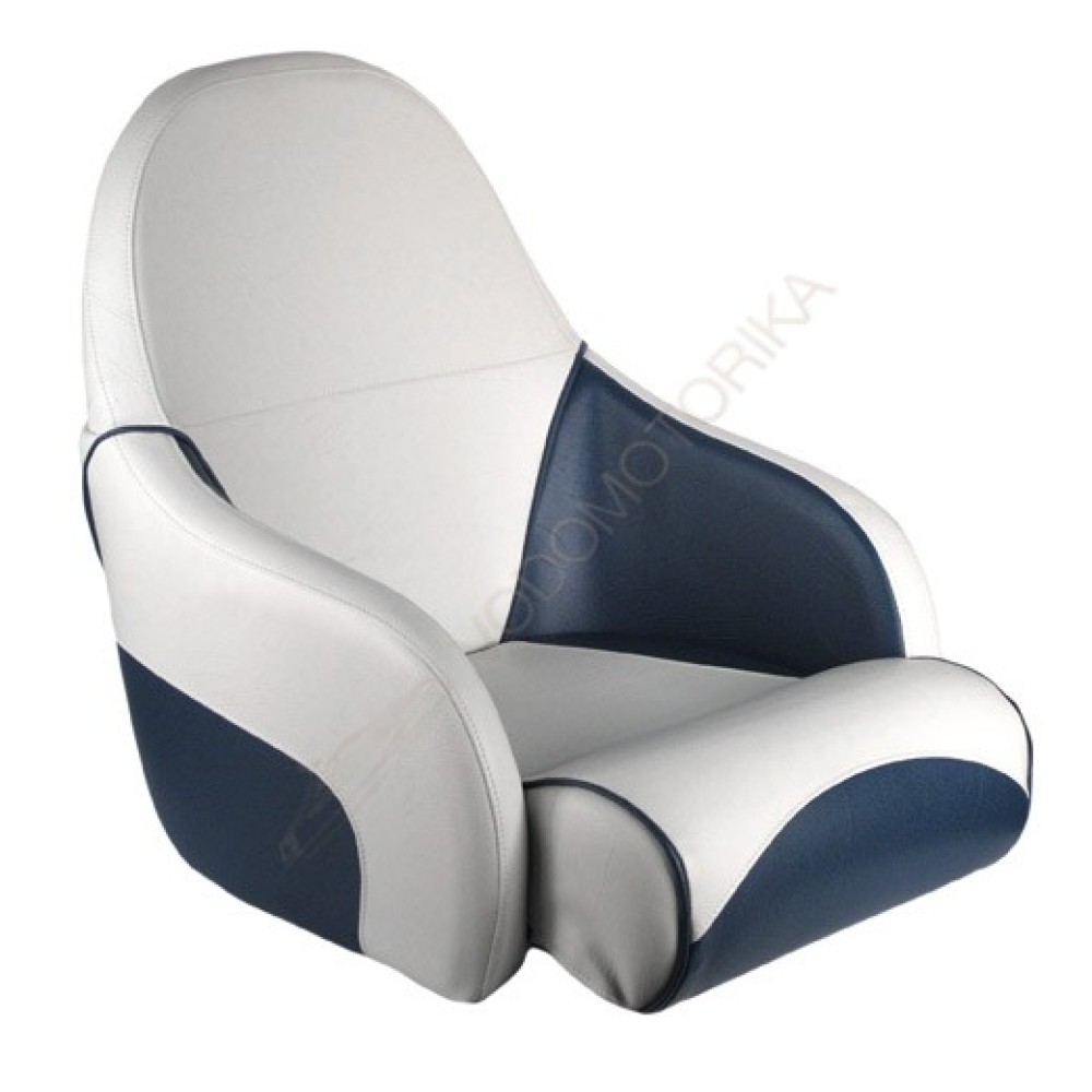 Кресло OCEAN 51 мягкое, подставка, обивка бело-синий винил (1070200010)