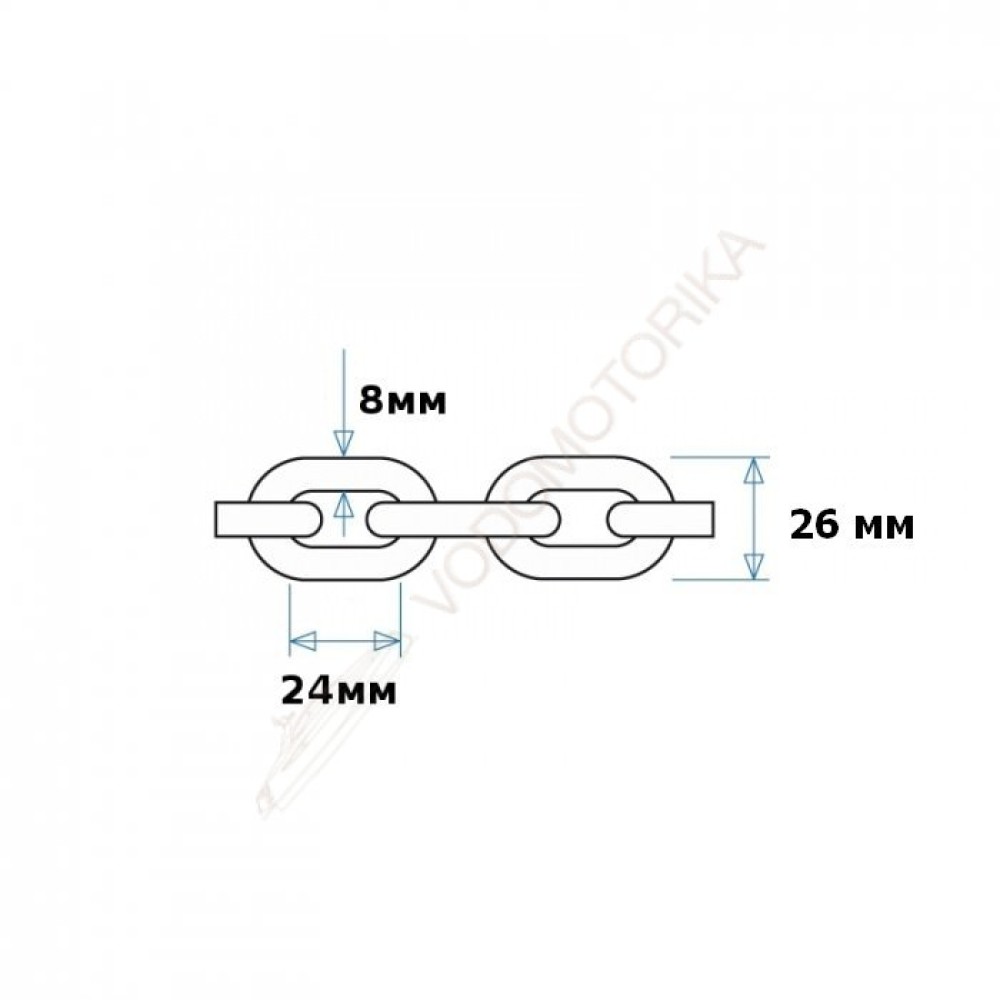 Цепь якорная оцинкованная 8 мм, DIN766