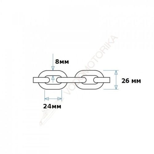 Цепь якорная оцинкованная 8 мм, DIN766