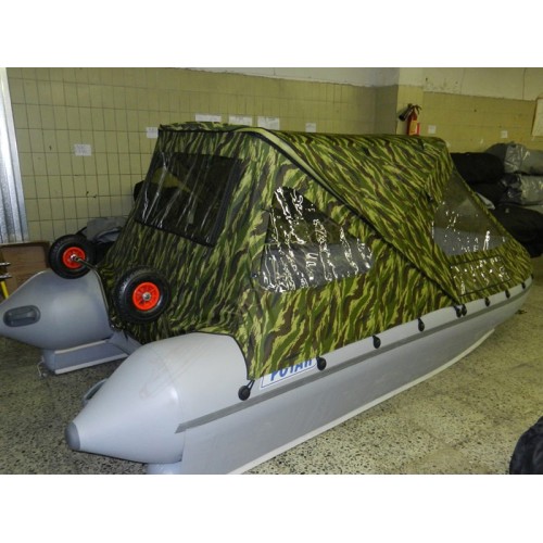 Тент ходовой на лодку Ротан 380 К зеленый камуфляж