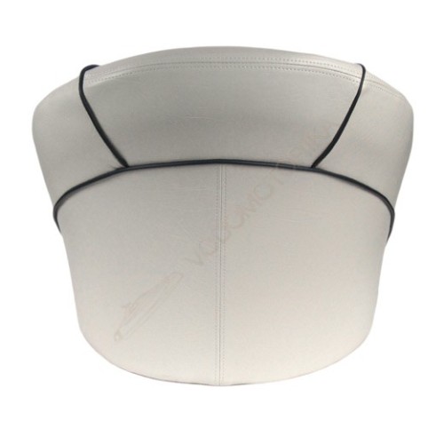 Кресло ROMEO мягкое, подставка, обивка белый винил, синий шов (118100010)