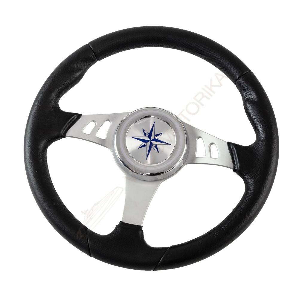 Рулевое колесо SKIPPER обод черный, спицы серебряные д. 350 мм Volanti Luisi