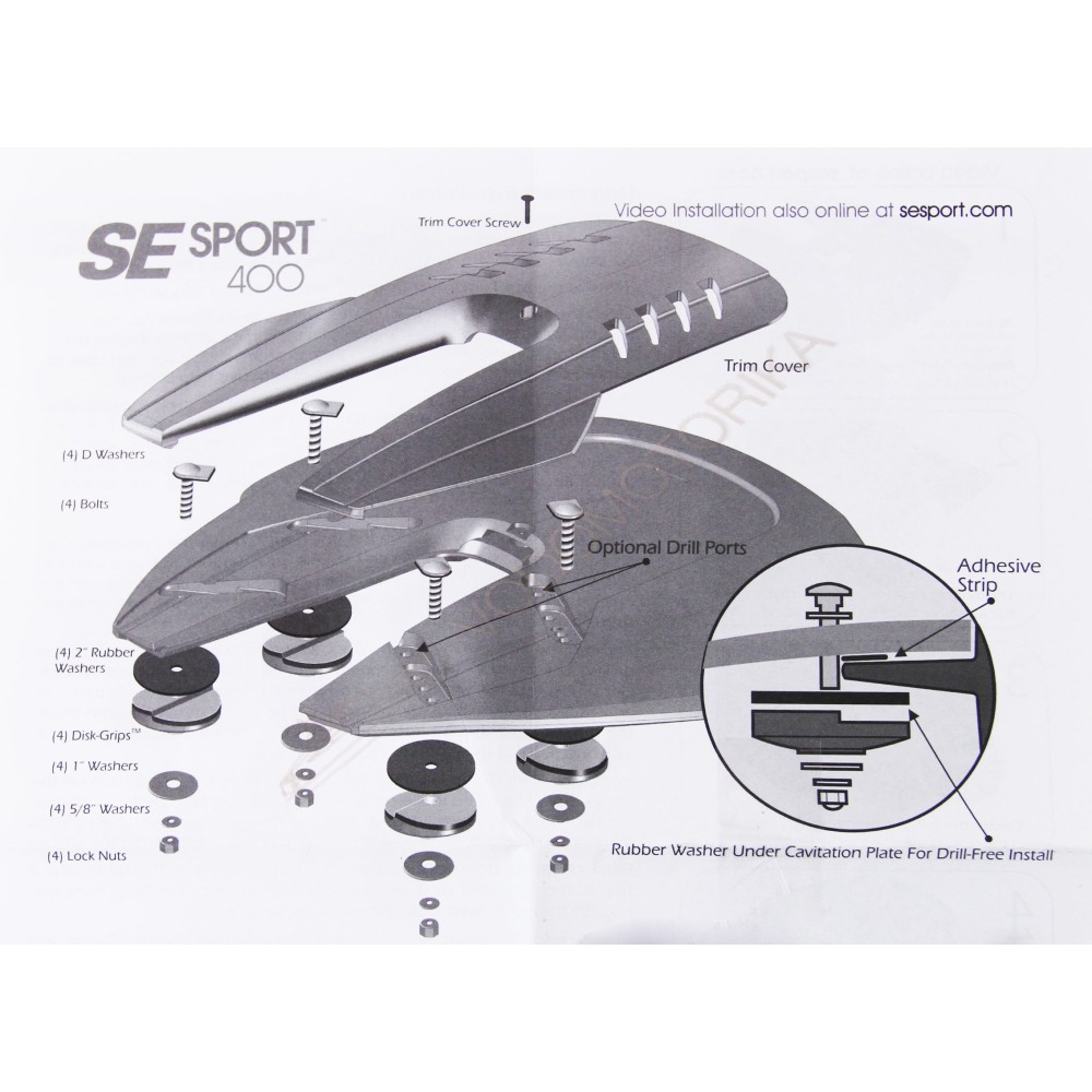 Гидрокрыло для подвесного лодочного мотора до 300 л.с. черное, установка без сверления антикавитационной плиты