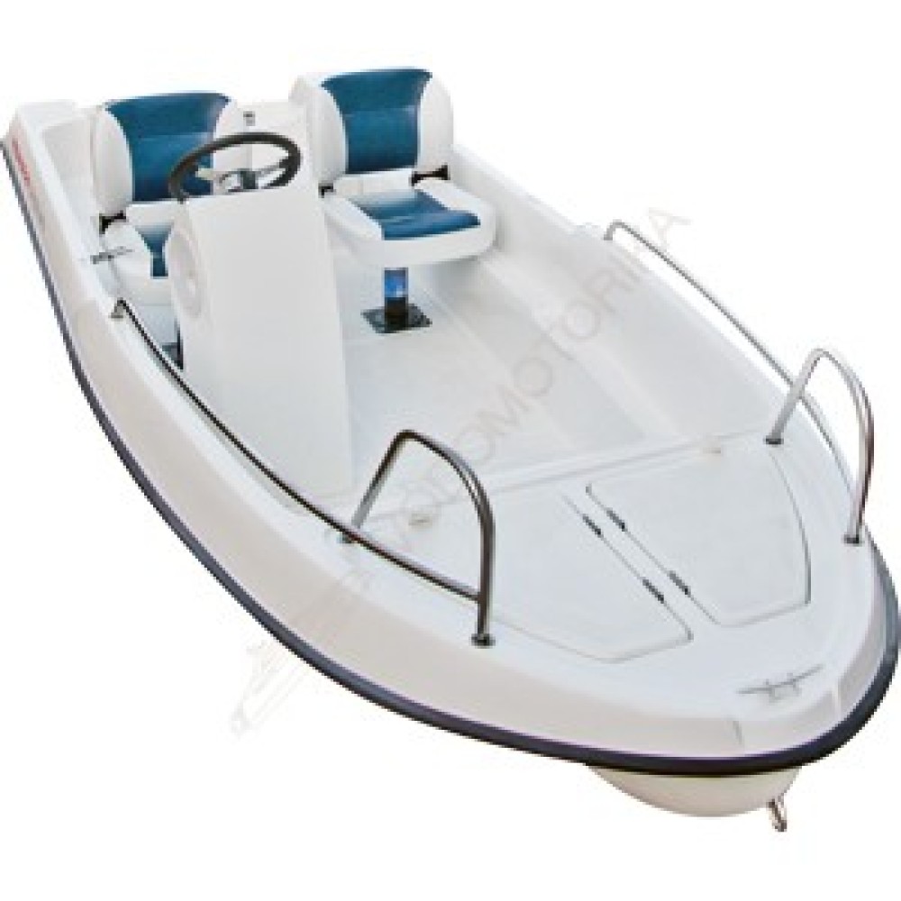 Лодка LAKER 410 пластиковая моторно-гребная белая с креслами и консолью