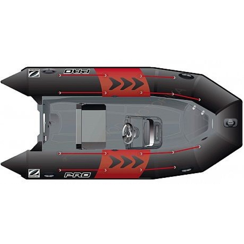 Лодка надувная ZODIAC PRO 550 ПВХ ( черно-серая )