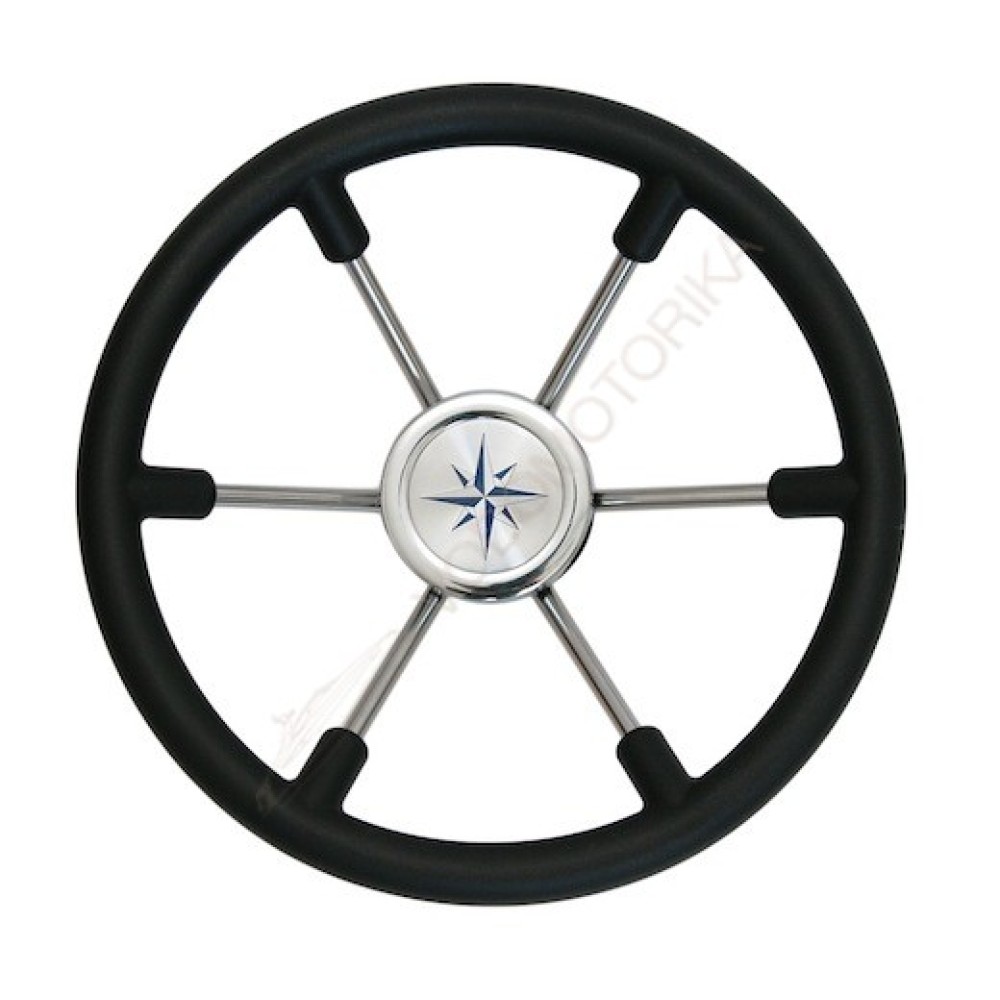 Рулевое колесо LEADER PLAST черный обод серебряные спицы д. 360 мм Volanti Luisi