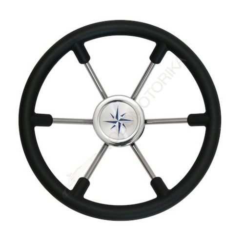 Рулевое колесо LEADER PLAST черный обод серебряные спицы д. 360 мм Volanti Luisi