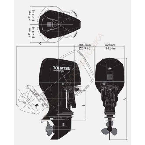 Лодочный мотор Tohatsu BFT225A XU 225 л.с. четырехтактный