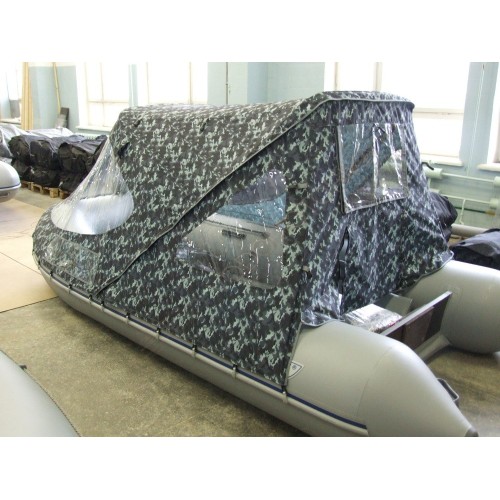 Тент ходовой на лодку Ротан 380 К сине-серый камуфляж