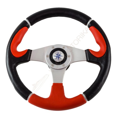 Рулевое колесо ORION обод черно-красный, спицы серебряные д. 355 мм Volanti Luisi