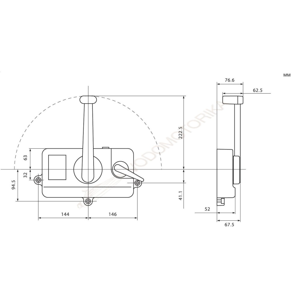 Дистанционное управление левый борт, тянет газ, 5 м. Yang-Xian