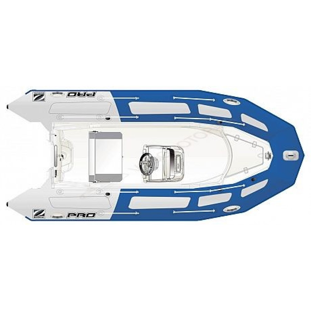 Лодка надувная ZODIAC PRO 500 TOURING ПВХ ( синие-серые баллоны, белый корпус )
