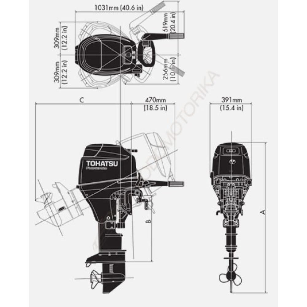 Лодочный мотор Tohatsu MFS30C EPTS 30 л.с. четырехтактный