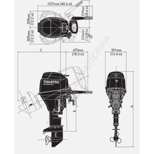 Лодочный мотор Tohatsu MFS30C EPTS 30 л.с. четырехтактный