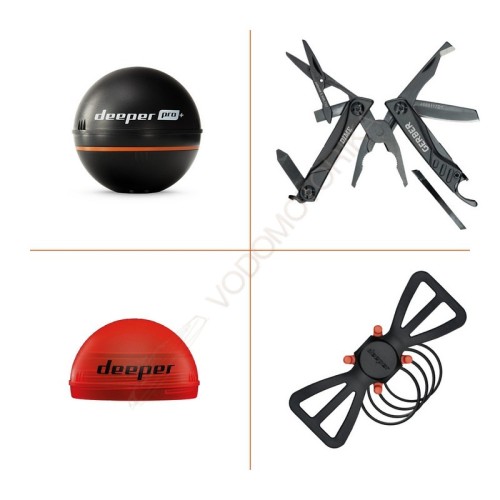 Новогодний набор Deeper PRO+ с крышкой для ночной рыбалки, держателем для смартфона и мультитулом Gerber