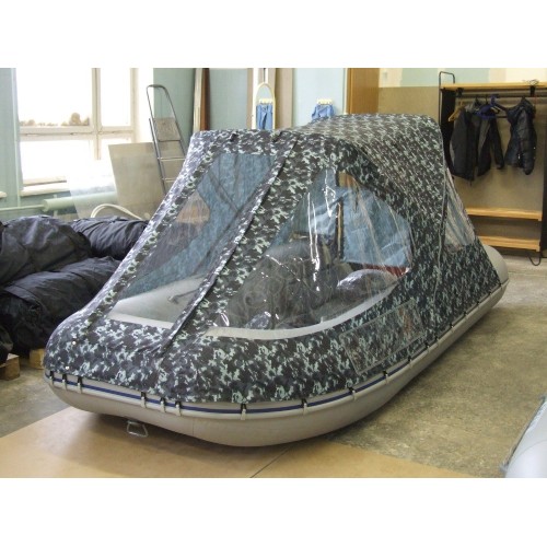 Тент ходовой на лодки Ротан 460, 460М сине-серый камуфляж