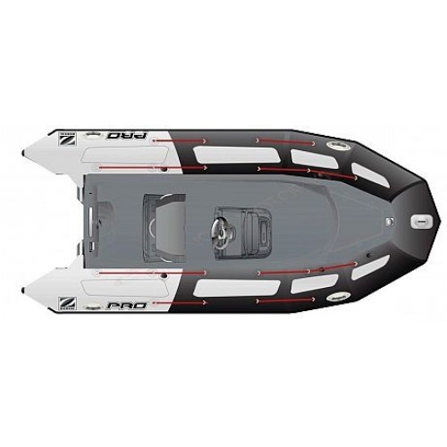 Лодка надувная ZODIAC PRO 550 TOURING ПВХ ( черно-серые баллоны, серый корпус )