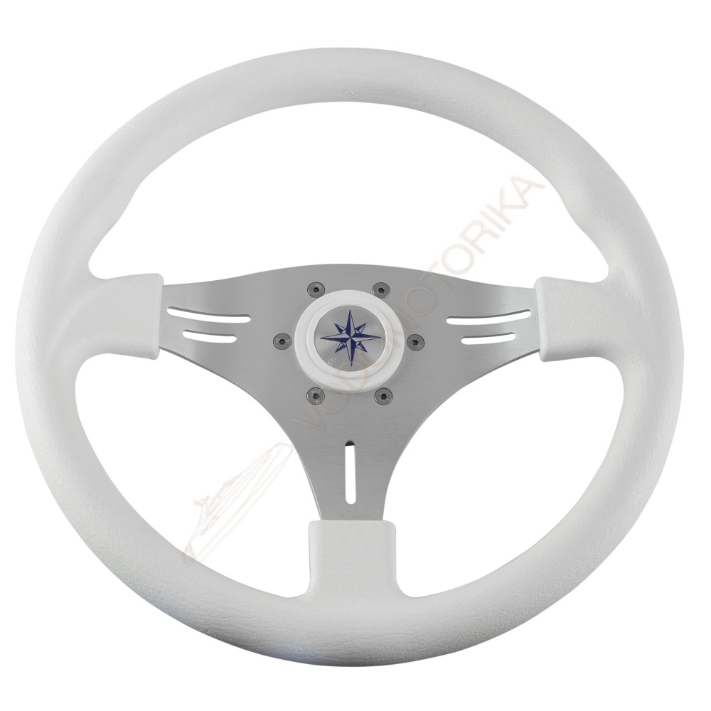 Рулевое колесо MANTA обод белый, спицы серебряные д. 355 мм Volanti Luisi