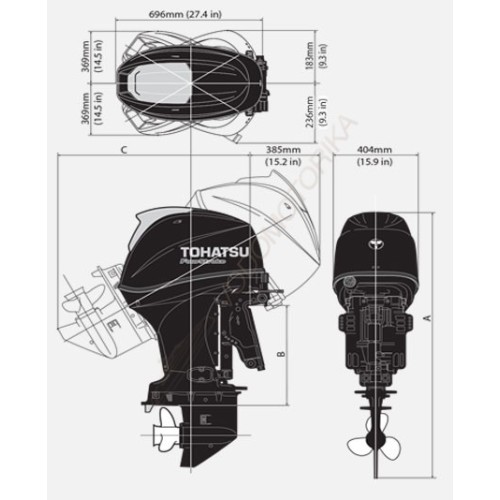 Лодочный мотор Tohatsu MFS40A ETS 40 л.с. четырехтактный